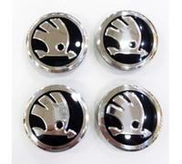 MAALLOP Autocollants logo emblème de roue - Cache-moyeux étanches, anti-poussière et antirouille - Compatible avec Skoda Fabia, Octavia, Superb, Yeti - 4 x 56 mm