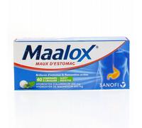 Maalox Maux D'Estomac Hydroxyde D'Aluminium/Hydroxyde Magnésium 400/400mg Comprimés À Croquer 40