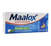 Maalox Maux D'Estomac Hydroxyde D'Aluminium/Hydroxyde Magnésium 400/400mg Comprimés À Croquer 40
