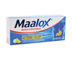 Maalox Maux D'Estomac Sans Sucre Citron 40 Comprimés À Croquer