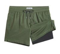 maamgic Maillot de Bain pour Hommes avec Compression Short de Bain 2 en 1 | 5.5" Séchage Rapide Short de Natation décontracté Boardshorts avec Pantalon intérieur et Poche,Vert foncé Noir CR 5.5,XS