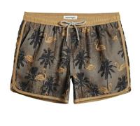 MaaMgic Short de Bain Homme Vintage - Maillot de Bain Homme Bermuda Séchage Rapide Doublure Confortable avec 3 Poches,New Palm Flamingo Marron Clair 4.5,XXL