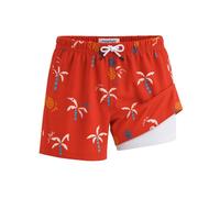 MaaMgic Short de bain pour garçon - Séchage rapide - Short de bain court pour petits - Short de bain 2 en 1 avec compression - Pantalon intérieur - Poches - Cordon de serrage réglable - Réutilisable