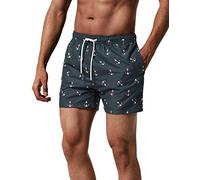 MaaMgic Short de Bain pour Homme Maillot de Bain Rayée avec Poche Séchage Rapide Short de Plage pour Vacance Piscine,Ancre - Noir,M