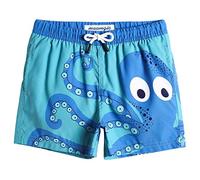 MaaMgic Short de Bains D'Ete Garcons Filles avec Slip Filet Maillot de Bain Enfant à la Plage pour Surfer Carton Conception,Poulpe-Bleu,3 Ans(3T)
