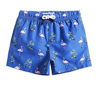 MaaMgic Short de Bains D'Ete Garcons Filles avec Slip Filet Maillot de Bain Enfant à la Plage pour Surfer Carton Conception,Rose Flamingo Bleu,5-6 Ans(5/6)