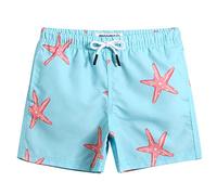 MaaMgic Short de Bains D'Ete Garcons Filles Carton Dinasaure avec Slip Filet Maillot de Bain Enfant a la Plage, Bleu Etoile de Mer, 8 Ans