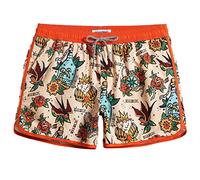 MaaMgic Short de Bains Homme Maillot de Bain Pants Court de Sport Vintage 80 90 Séchage Vite Bien pour Vacance a la Plage,New Vintage Orange Oeillet Hirondelle 4.5,M
