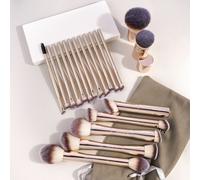 Maange 20 Pièces/Ensemble Pinceaux De Maquillage Professionnels Double Extrémité Fond De Teint Correcteurs Blush Ombres À Paupières Brosse Pour Mélange De Poudre De Crème Li - Type Light Gold Color