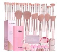 MAANGE Lot de 51 pinceaux de maquillage professionnels pour fond de teint, poudre, anti-cernes, fard à paupières, blush, pinceau de voyage (rose)