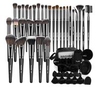 MAANGE Lot de 54 pinceaux de maquillage multifonctionnels, pinceaux de maquillage synthétiques de qualité supérieure pour femmes et filles (noir, 54 pièces)