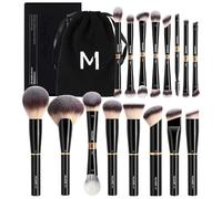 MAANGE Pinceaux Maquillages Professionnels 16 Pièces, Coffret Double Face pour Fond de Teint, Poudre, Contour et Fard à Joues, Set Complet avec Pochette et Boîte Cadeau (Noir)