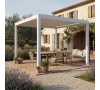 Maanta Lyra Pergola Bioclimatique Motorisée 3X3 m Blanc - Aluminium, Télécommande, IP54