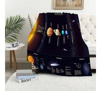 MAAPCHP Grande Couverture Polaire en Flanelle Ultra Douce et Chaude Collection Spatiale, système Solaire détaillé avec informations scient pour Chambre à Coucher,lit Simple,canapé,130 x 150 cm