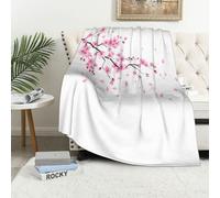 MAAPCHP Grande Couverture Polaire en Flanelle Ultra Douce et Chaude Fleur de Cerisier Japonais Sakura Fleur Rose pour Chambre à Coucher,lit Simple,canapé,130 x 150 cm