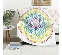 MAAPCHP Grande Couverture Polaire en Flanelle Ultra Douce et Chaude Fleur de Vie représentée comme Un Symbole d'harmonie aux Couleurs de l pour Chambre à Coucher,lit Simple,canapé,150 x 200 cm