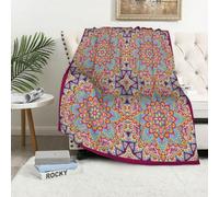 MAAPCHP Grande Couverture Polaire en Flanelle Ultra Douce et Chaude Motif de Fond Oriental. Ornement Ethnique Arabe Indien américain Maroc pour Chambre à Coucher,lit Simple,canapé,150 x 200 cm