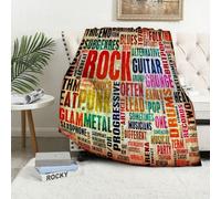 MAAPCHP Grande Couverture Polaire en Flanelle Ultra Douce et Chaude Musique, rétro Rock and Roll Symbole Lettrage Grunge Couleurs vieillie pour Chambre à Coucher,lit Simple,canapé,150 x 200 cm