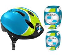 Maas-Combo Bleu Casque + Coudieres Genouilleres Skids Control