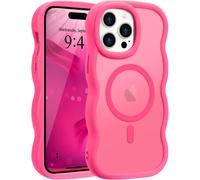 Mab-Coque Magn¿¿Tique Pour Iphone 14 Pro [Compatible Avec Magsafe] Translucide Mat Cadre Vague Boucl¿¿E Coque De T¿¿L¿¿Phone Slim Fit Antichoc Housse De Protection Pour Homme Et Femme-Rouge
