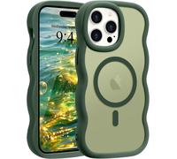 Mab-Coque Magn¿¿Tique Pour Iphone 14 Pro Max [Compatible Avec Magsafe] Translucide Mat Cadre Vague Boucl¿¿E Coque De T¿¿L¿¿Phone Slim Fit Antichoc Housse De Protection Pour Homme Et Femme-Vert