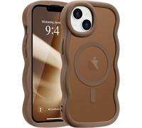 Mab-Coque Magn¿¿Tique Pour Iphone 15 Plus/14 Plus [Compatible Avec Magsafe] Translucide Mat Cadre Vague Boucl¿¿E Coque De T¿¿L¿¿Phone Slim Fit Antichoc Housse De Protection Pour Homme Et Femme-Or