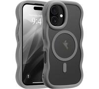 Mab-Coque Magn¿¿Tique Pour Iphone 16 [Compatible Avec Magsafe] Translucide Mat Cadre Vague Boucl¿¿E Coque De T¿¿L¿¿Phone Slim Fit Antichoc Housse De Protection Pour Homme Et Femme-Gris