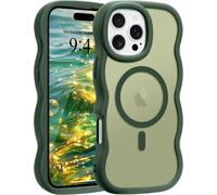 Mab-Coque Magn¿¿Tique Pour Iphone 16 Pro [Compatible Avec Magsafe] Translucide Mat Cadre Vague Boucl¿¿E Coque De T¿¿L¿¿Phone Slim Fit Antichoc Housse De Protection Pour Homme Et Femme-Vert