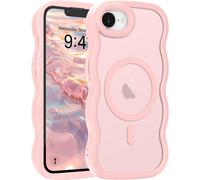 Mab-Coque Magn¿¿Tique Pour Iphone 16e [Compatible Avec Magsafe] Translucide Mat Cadre Vague Boucl¿¿E Coque De T¿¿L¿¿Phone Slim Fit Antichoc Housse De Protection Pour Homme Et Femme-Rose