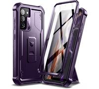 Mab-Coque Pour Samsung Galaxy S21 Fe 5g 6,4"" Avec Protecteur D'écran Intégré Armure De Qualité Heavy Duty Avant Et Arrière 360 \U200b\U200bhousse De Protection Antichoc Complète Avec Support - Fantôm