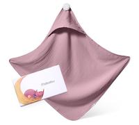 MABABU Serviette à Capuche Bébé - Coton Bio GOTS - pour Nouveau-né & Enfant | Cadeau Bébé - 75x75 cm | Dusty Rose