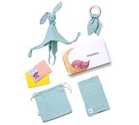 Mababu Set Cadeau Naissance: Doudou, Anneau Dentition, Crachoir, Sac - Coton Bio GOTS | pour Garçon & Fille | Cadeaux Bébé