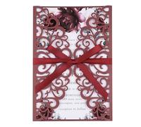 Mabbcoo Lot de 50 invitations de mariage personnalisées découpées au laser avec enveloppes et cartes RSVP pour fête prénatale, anniversaire - Bordeaux