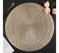 Mabbcoo Lot de 6 Sets de Table Ronds en Vinyle lavables et faciles à Nettoyer pour fête de Mariage, décoration de Cuisine - Doré