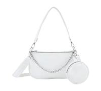 Mabecol Sac bandoulière femme élégant, sac à main PU avec chaîne, sac porté épaule avec porte-monnaie rond amovible, Idéal pour le quotidien, les sorties et les occasions spéciales (Blanc)