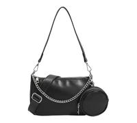 Mabecol Sac bandoulière femme élégant, sac à main PU avec chaîne, sac porté épaule avec porte-monnaie rond amovible, Idéal pour le quotidien, les sorties et les occasions spéciales (Noir)