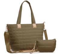 Mabecol Sac Cabas Femme Matelassé, Grand Sac Bandoulière PC 15,6" Marron