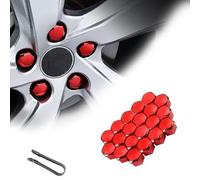 MABEIXI Voiture Cache-écrous De Roue pour Skoda Superb MK3 B8 Capuchon d'écrou de Roue, Capuchons Ecrou Bouchons Protecteurs D'éCrou Couvre avec Outil Demontage, 20PCS, Electroplating Red 17mm