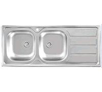 MABEL Évier de cuisine 2 baignoires avec égouttoir évier encastré en acier inoxydable 201 avec finition brossée facile à nettoyer Lavabo cuisine profondeur baignoires 15 cm - L 116 cm x P 50 cm