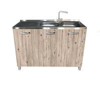 MABEL Meuble de cuisine Node Organiseur en bois mélaminé avec évier de support en acier Baignoires à droite avec gouttoir - L 120 cm x P 50 cm x H 83,5 cm