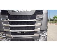 Mabi Automotive Parts, Scania S/R Nextgen 2017+ Lot de 8 décorations de calandre avant de camions en acier inoxydable poli miroir, autocollantes, antirouille et sans acide
