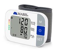MABIS Tensiomètre universel parlant au poignet, guide visuel BP, mémoire de lecture à 396 pour 4 utilisateurs, étui de rangement de protection, éligible FSA et HSA
