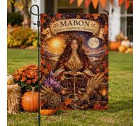 Mabon Harvest Goddess Citation Automne Jardin Drapeau 30,5 x 45,7 cm | Thème récolte, drapeau de pelouse, symbolisme païen, échelle équilibrée, gerbes de blé, décoration saisonnière extérieure