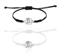 Mabor 2 pièces Bracelets de volleyball réglables avec charme de volleyball, idéaux comme souvenirs et cadeaux pour joueurs de volleyball, unisexes, bracelet d'amitié et de soutien pour les fans