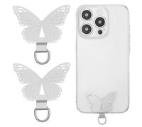 Mabor 2pcs supports chaîne téléphone portable, papillon coussinets universels patchs lanière Attache Telephone chaîne support acier inoxydable Attache Cordon Telephone universels plupart smartphones