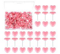 Mabor Lot de 100 punaises roses en forme de cœur pour tableau en liège Adorables punaises pour tableau d'affichage pour accrocher des notes adhésives dans les cafés, les maisons, les décorations