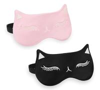 Mabor Lot de 2 masques occultants pour les yeux en soie pour femme endormie, masque de sommeil réglable pour adolescents, femmes et hommes