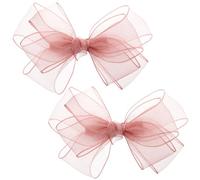 Mabor Lot de 2 pinces à cheveux avec nœud rose de 15 cm faites à la main en tulle pour filles, femmes, enfants, fête d'anniversaire, cadeau de vacances