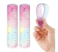 Mabor Lot de 2 règles flexibles, jolie règle, règle de 15 cm pour tracer des lignes le long d'une surface irrégulière, petite règle pour journal intime, règle de poche colorée, règle transparente,