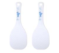 Mabor Lot de 2 spatules à riz blanches en plastique anti-adhésif pour cuisine et restaurant, ustensile résistant à la chaleur (19 cm)